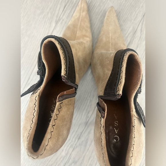 Casadei Heeled Pointed Suede Leather Trim Booties Size 6.5 - Picture 5 of 7